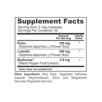 NusaPure Luteolin Complex with Rutin 200 mg – 100 Veg Capsules (Pack of 2)
