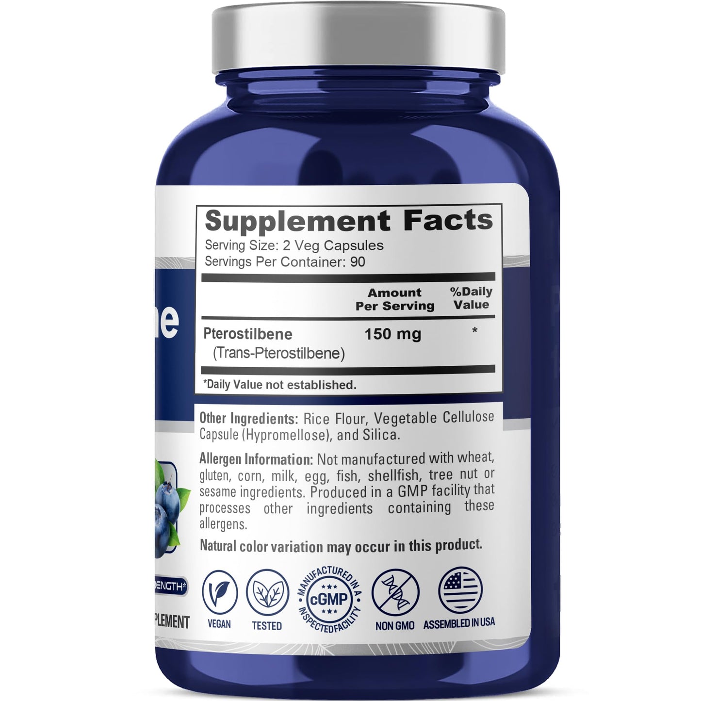 NusaPure Pterostilbene 150mg – 180 Veggie Caps | Non-GMO, Vegan