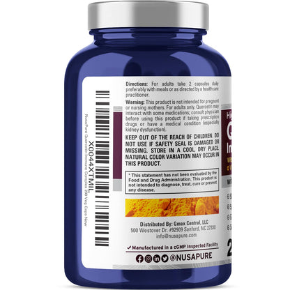 NusaPure Quercetin Complex | Bromelain, Vitamin C & D3 | 200 Veggie Caps - Non-GMO