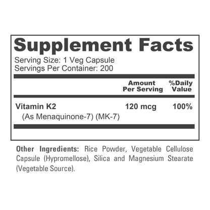 NusaPure Vitamin K2 MK-7 120 mcg – 200 Veggie Caps | Soy Free, Non-GMO, Vegan