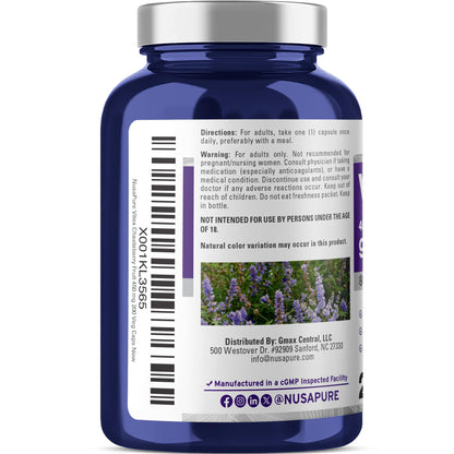 NusaPure Vitex Chasteberry 20:1 Extract — 450 mg per Capsule, 200 Vegan Capsules mythriftymom
