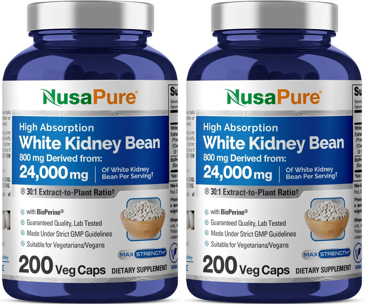 NusaPure White Kidney Beans 30:1 Extract – 24,000 mg Equivalent, 200 Vegan Capsules (Pack of 2) BritishVita | Premium UK Vitamins & Wellness Supplements