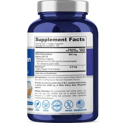 NusaPure White Kidney Beans 30:1 Extract – 24,000 mg Equivalent, 200 Vegan Capsules (Pack of 2) BritishVita | Premium UK Vitamins & Wellness Supplements
