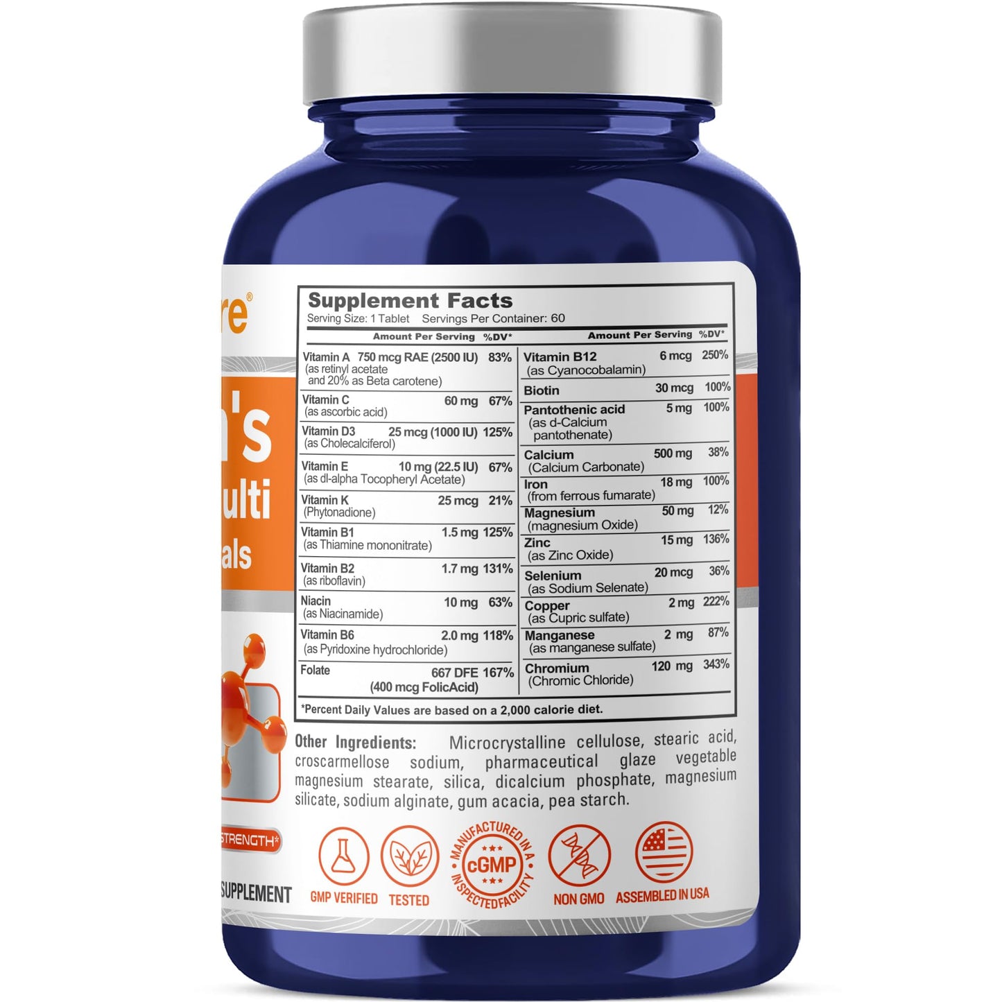 NusaPure Women's One-a-Day Multi Vitamins & Minerals – 60 Tablets, Lab-Tested, Non-GMO