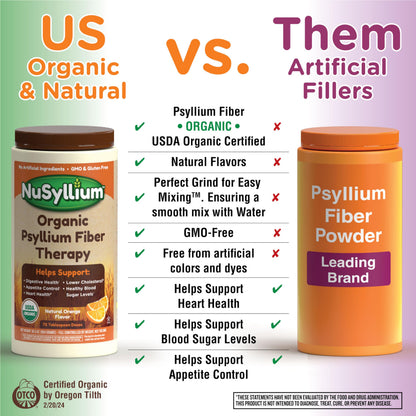 NuSyllium Organic Psyllium Husk Powder - USDA Organic, Natural Orange