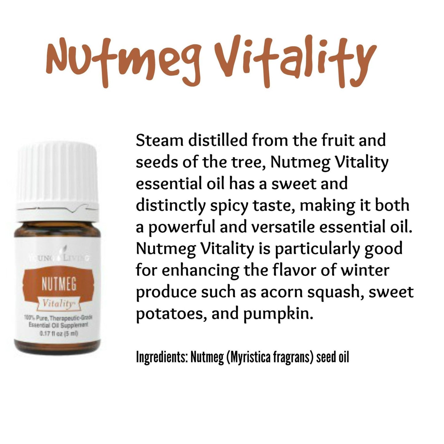 Young Living Nutmeg Vitality Essential Oil for Cooking - 5 ml | Spicy Flavor, Antioxidant Support, Immune System Potential