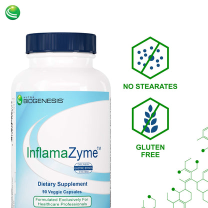 Nutra Biogenesis InfamaZyme Digestive Enzymes for Women & Men – Pancreatin, Bromelain, Papain | 90 Capsules