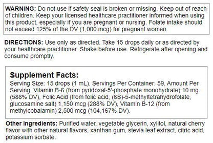 Nutra Biogenesis Methyl Factors – Vitamin B12 & Methylfolate Drops (Sugar-Free Sublingual) 2 fl oz