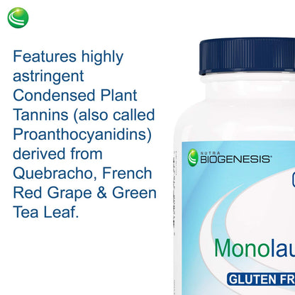 Nutra Biogenesis Monolaurin – 1000mg Coconut Monolaurin Capsules, Vegan, 120 Count