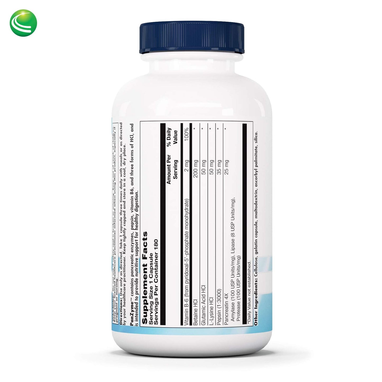 Nutra Biogenesis PanZyme - Betaine HCl with Pancreatin, Lipase & Protease | 180 Capsules