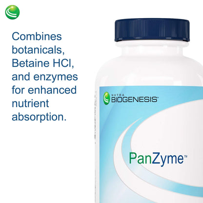 Nutra Biogenesis PanZyme - Betaine HCl with Pancreatin, Lipase & Protease | 180 Capsules