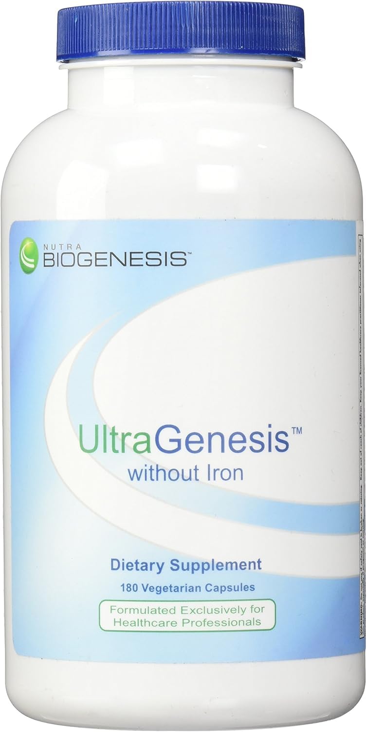 UltraGenesis Iron-Free Multivitamin for Women & Men – Immune Support for 50+ | Plant-Based 180 Vegan Capsules