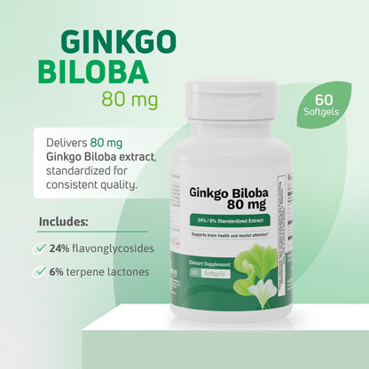Nutra Nutrition Ginkgo Biloba 80 mg – Cognitive Support & Memory