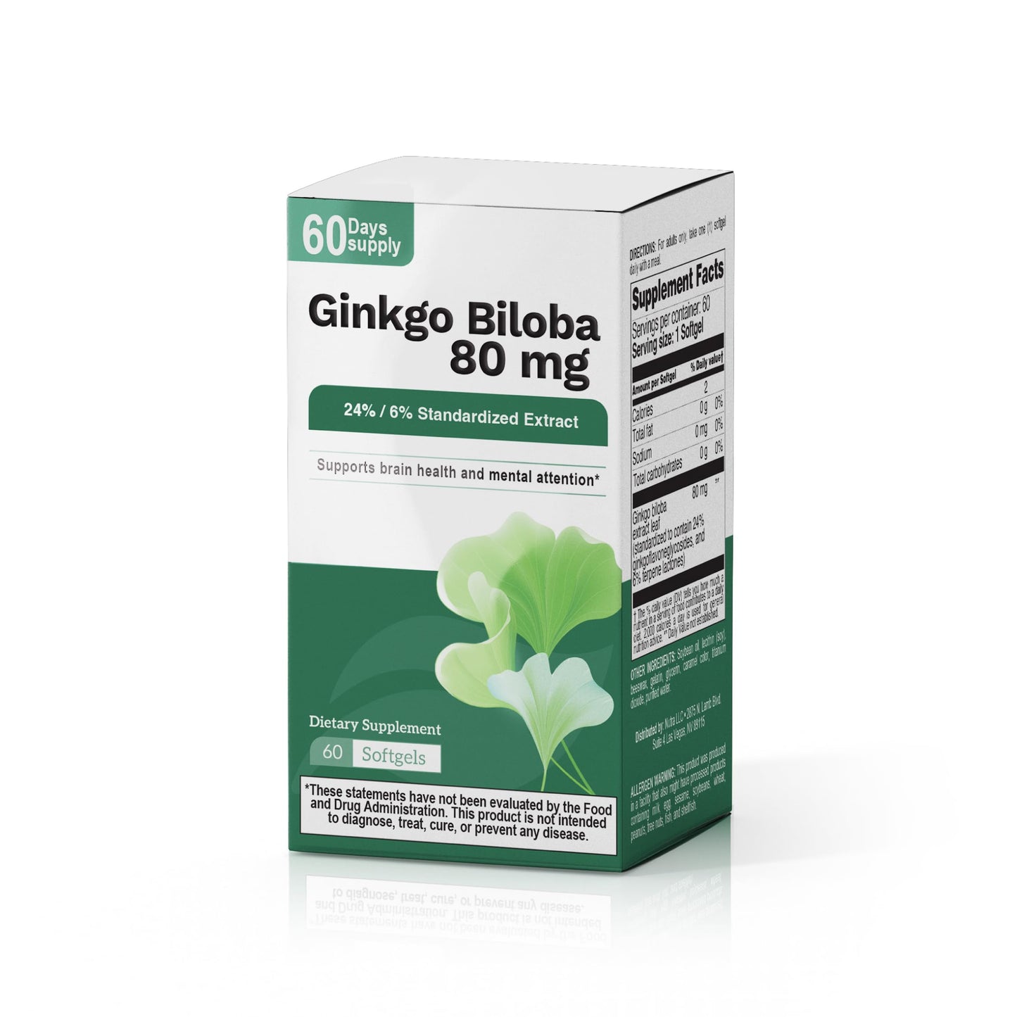 Nutra Nutrition Ginkgo Biloba 80 mg – Cognitive Support & Memory