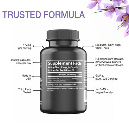 Nutra Simple Saffron 177mg – Pure Extract, Made in USA | Mood & Eye Support