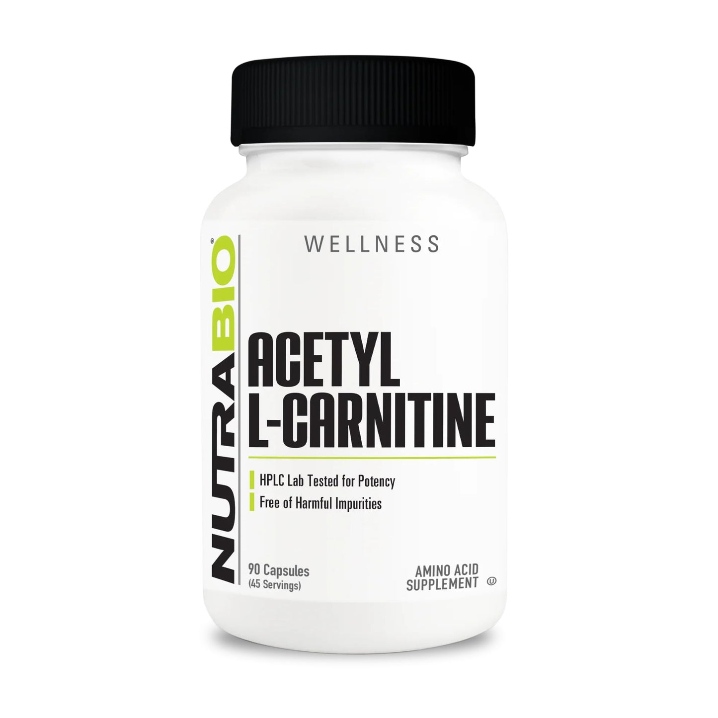 NutraBio Acetyl L-Carnitine (ALCAR) Supplement 500mg - 90 Capsules | Natural Energy Production & Metabolic Support