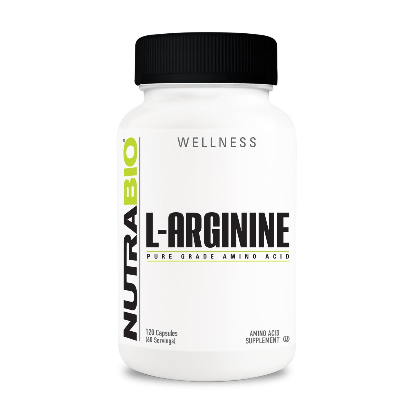 NutraBio L-Arginine 750mg – Nitric Oxide Precursor, Blood Flow & Muscle Growth | 120 Capsules