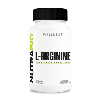 NutraBio L-Arginine 750mg – Nitric Oxide Precursor, Blood Flow & Muscle Growth | 120 Capsules