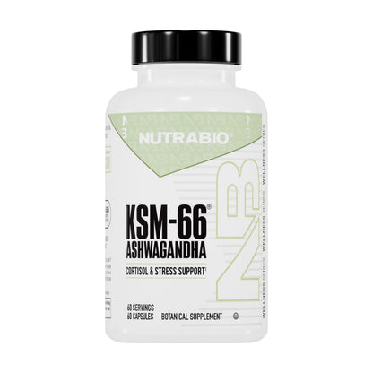NutraBio Ashwagandha KSM-66 – Ashwagandha Herbal Supplement for Stress, Mood & Performance | 600 mg, 60 Capsules