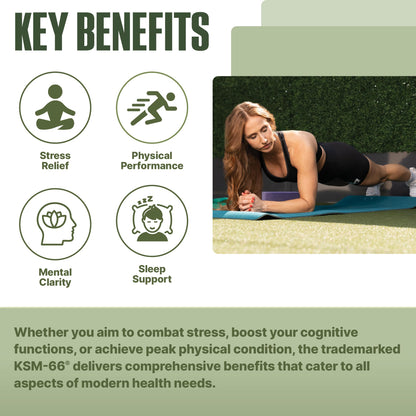 NutraBio Ashwagandha KSM-66 – Ashwagandha Herbal Supplement for Stress, Mood & Performance | 600 mg, 60 Capsules