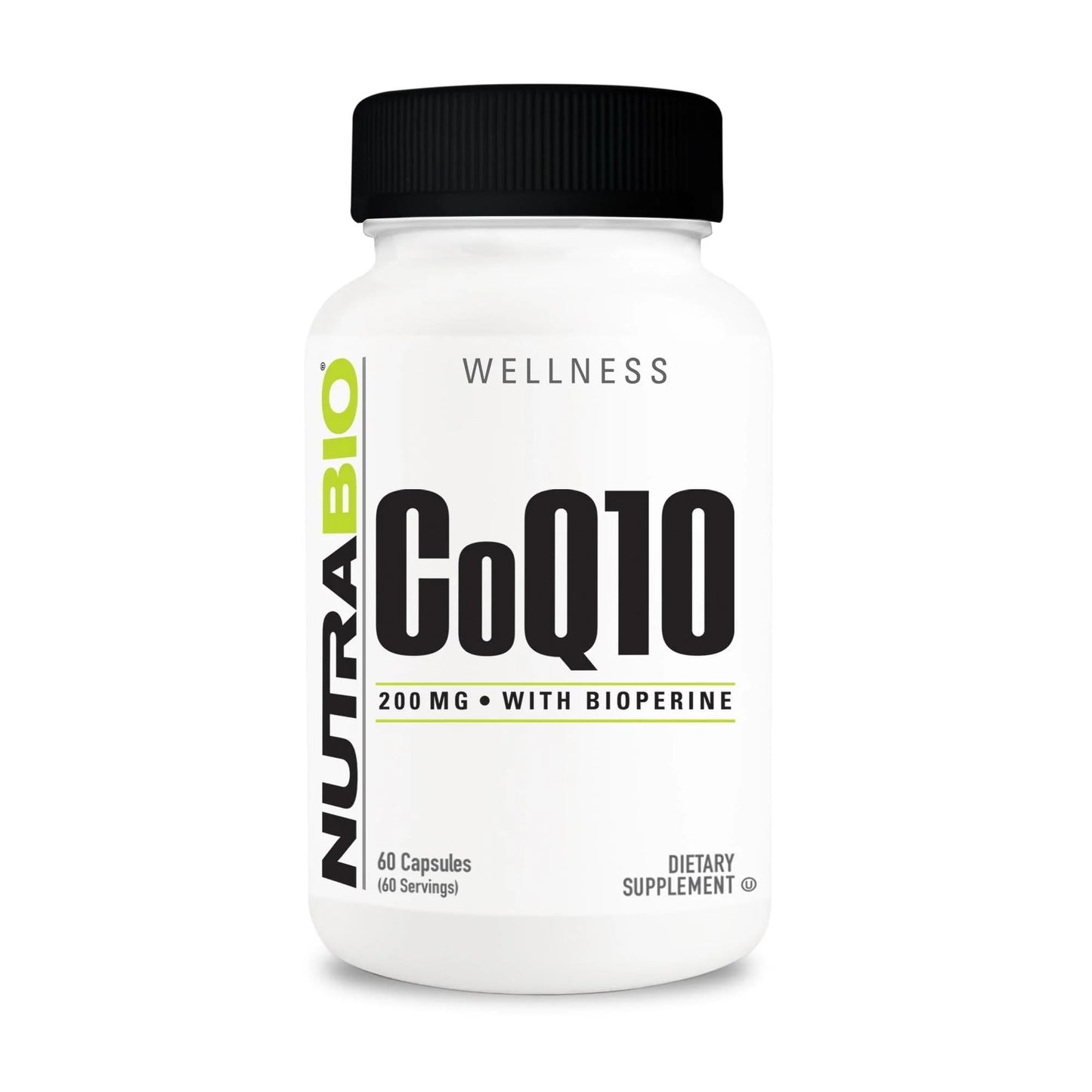 NutraBio CoQ10 with Bioperine 200mg – 60 Capsules | Healthy Heart Function & Cellular Energy