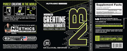 NutraBio Pure Micronized Creatine Monohydrate Powder – Unflavored (300 g) | Supports Muscle, Energy, Recovery & Strength