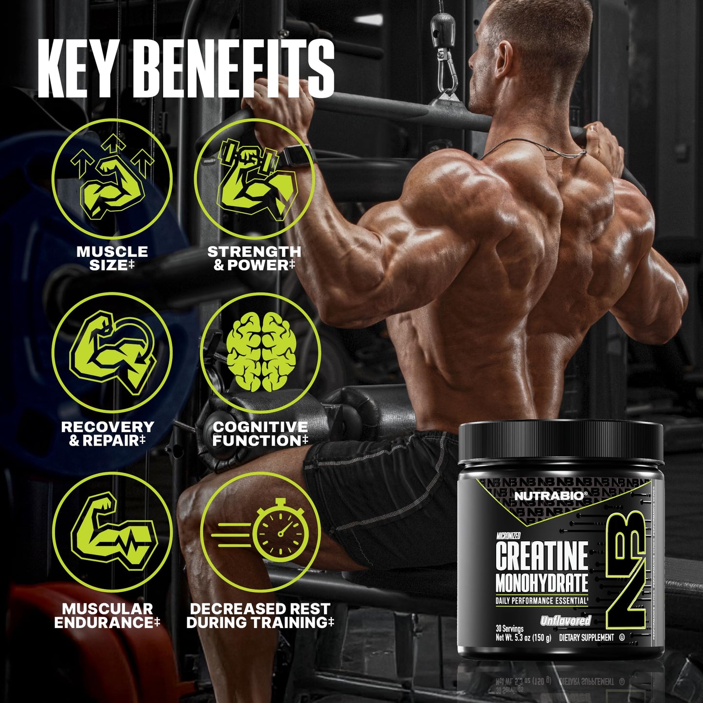 NutraBio Pure Micronized Creatine Monohydrate Powder – Unflavored, 150 g