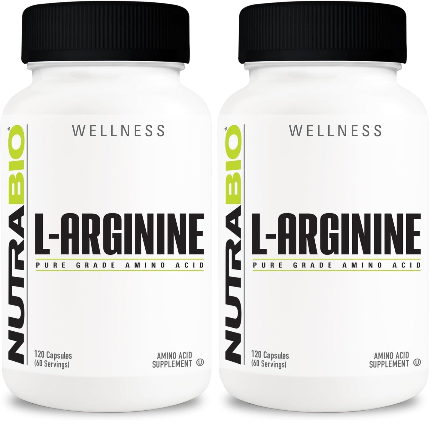 NutraBio L-Arginine 750mg – Nitric Oxide & Muscle Support (240 capsules)