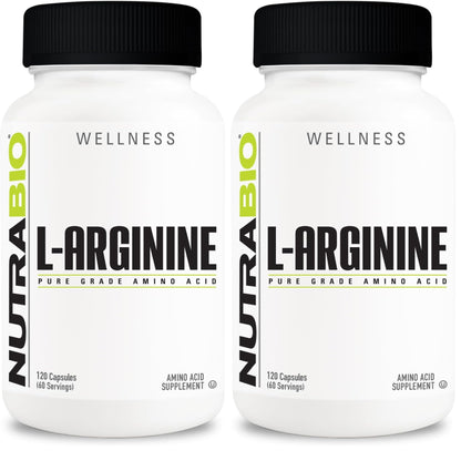 NutraBio L-Arginine 750mg – Nitric Oxide & Muscle Support (240 capsules)