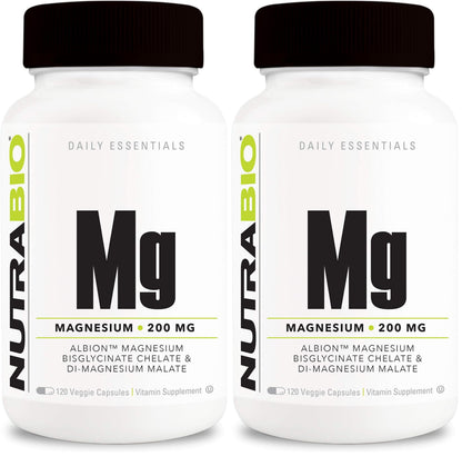 NutraBio Magnesium Glycinate + D-Magnesium Malate | Sleep Support (Pack of 2)