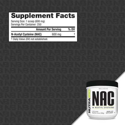 NutraBio N-Acetyl Cysteine (NAC) Supplement – 150g Powder, 600mg Serving – Immune Support & Antioxidant