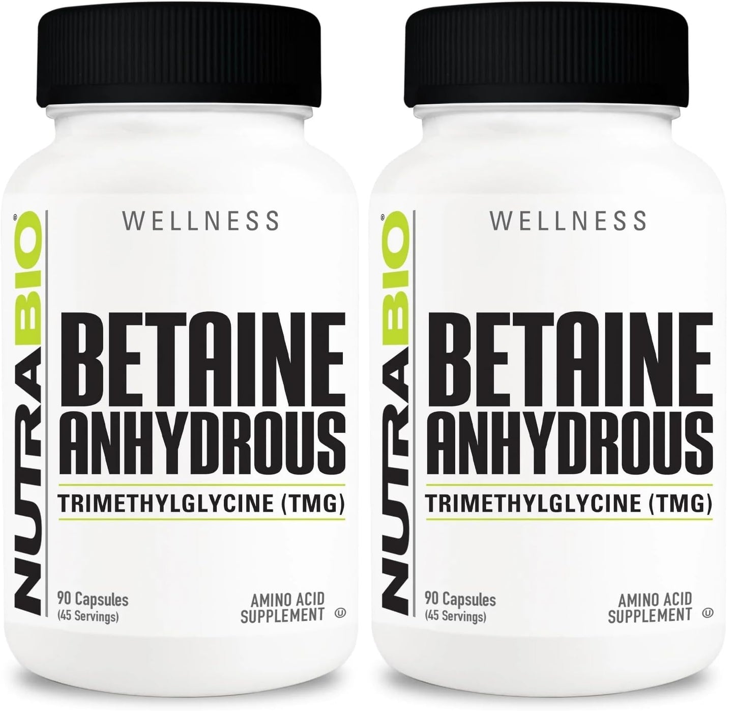 NutraBio TMG Supplements - 500mg Trimethylglycine (Betaine Anhydrous) Pack of 2