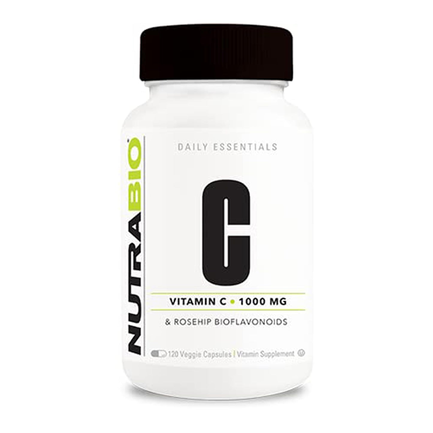 NutraBio Vitamin C with Rose Hips - 1000mg per Capsule, 120 Caps