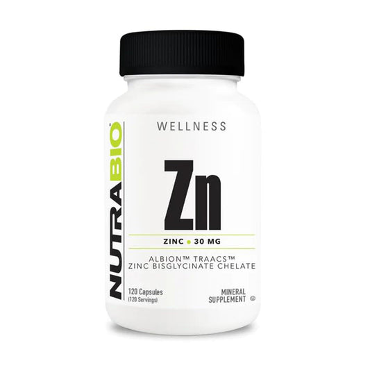 NutraBio Zinc Chelate Mineral Supplement - for Proper Growth, Development, and Immune Health - 30mg of Zinc per Vegetarian Capsules - 120 Servings BritishVita | Premium UK Vitamins & Wellness Supplements