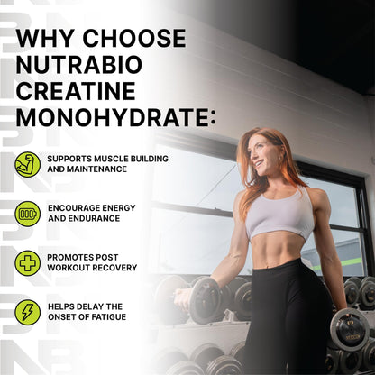 NutraBio Pure Micronized Creatine Monohydrate Powder – Unflavored, 500 g