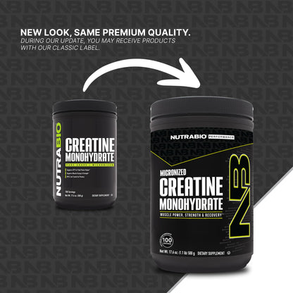 NutraBio Pure Micronized Creatine Monohydrate Powder – Unflavored, 500 g