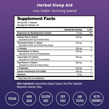 NutraChamps 10-in-1 Natural Sleep Aids for Adults – Melatonin, Lemon Balm, Chamomile, Valerian