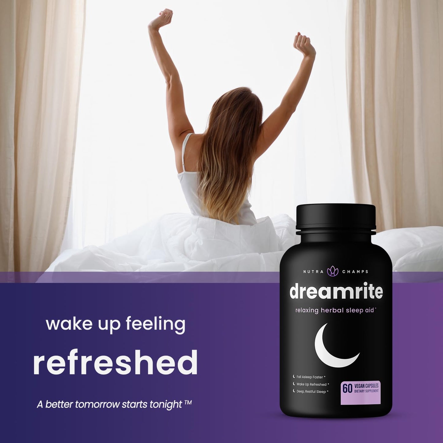 NutraChamps 10-in-1 Natural Sleep Aids for Adults – Melatonin, Lemon Balm, Chamomile, Valerian