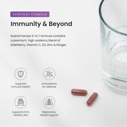 NutraChamps Elderberry 5-in-1 Immunity Supplement - 10,000mg Sambucus Elderberry with Vitamin C, Zinc & Vitamin D3 (Adults)