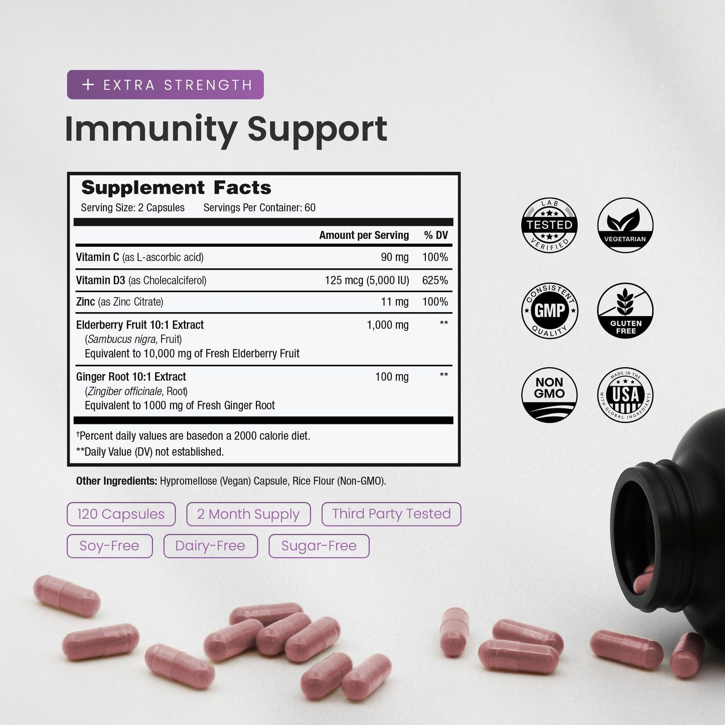 NutraChamps Elderberry 5-in-1 Immunity Supplement - 10,000mg Sambucus Elderberry with Vitamin C, Zinc & Vitamin D3 (Adults)