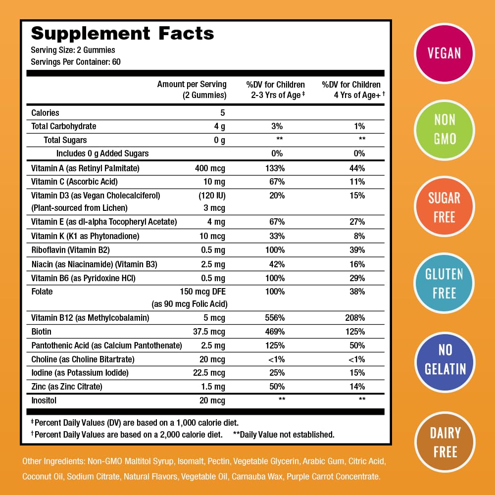 NutraChamps Kids Gummy Vitamins – 120-Count, Sugar-Free, Vegan & Non-GMO | Strawberry, Passionfruit, Peach & Cherry