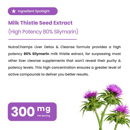NutraChamps Liver Cleanse Detox & Repair Formula - 20+ Herbs - 60 Capsules