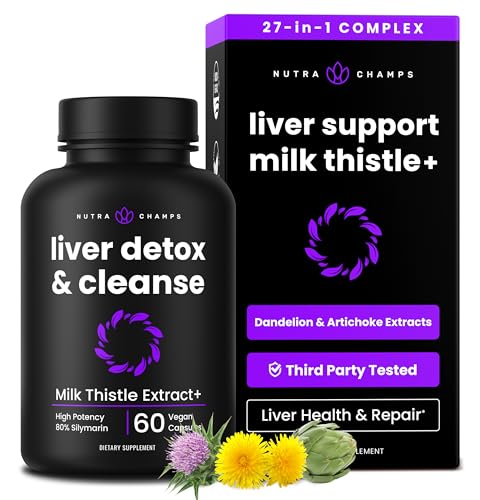 NutraChamps Liver Cleanse Detox & Repair Formula - 20+ Herbs - 60 Capsules