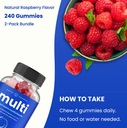 NutraChamps Men’s Multivitamin Gummies – 240 Count, 2-Pack | Daily Vitamin Gummy for Men