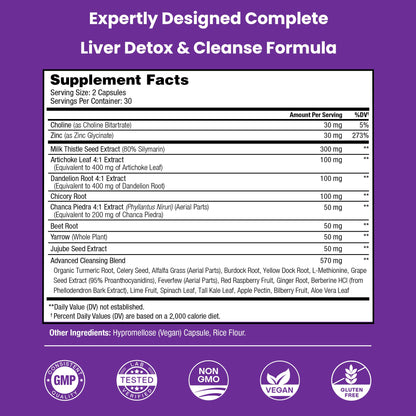 NutraChamps Liver Cleanse Detox & Repair Formula - 20+ Herbs - 60 Capsules