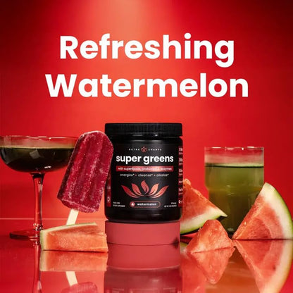NutraChamps Super Greens Powder Premium Superfood | 20+ Organic Greens & Probiotic Blends | Watermelon