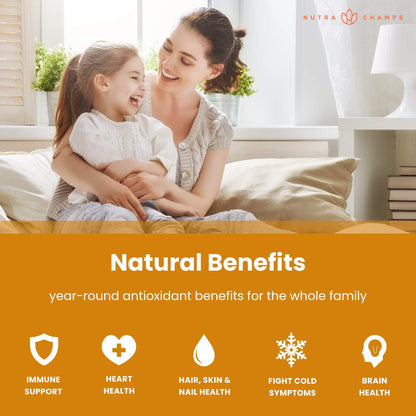 NutraChamps Vitamin C Gummies for Adults & Kids – 5-in-1 Immune Support
