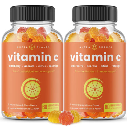 NutraChamps Vitamin C Gummies for Adults & Kids – 5-in-1 Immune Support