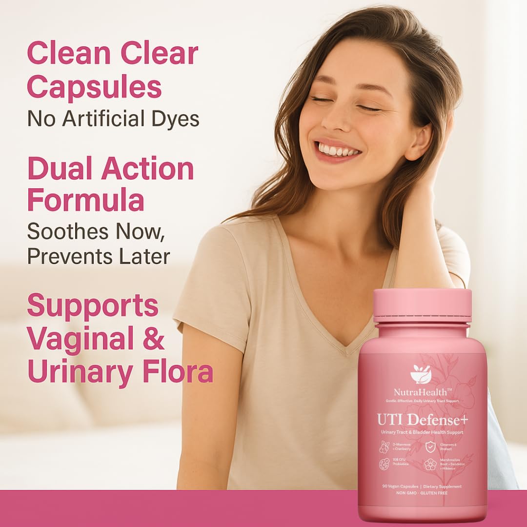 NutraHealth UTI Defense+ | D-Mannose, Cranberry & Hibiscus for Women