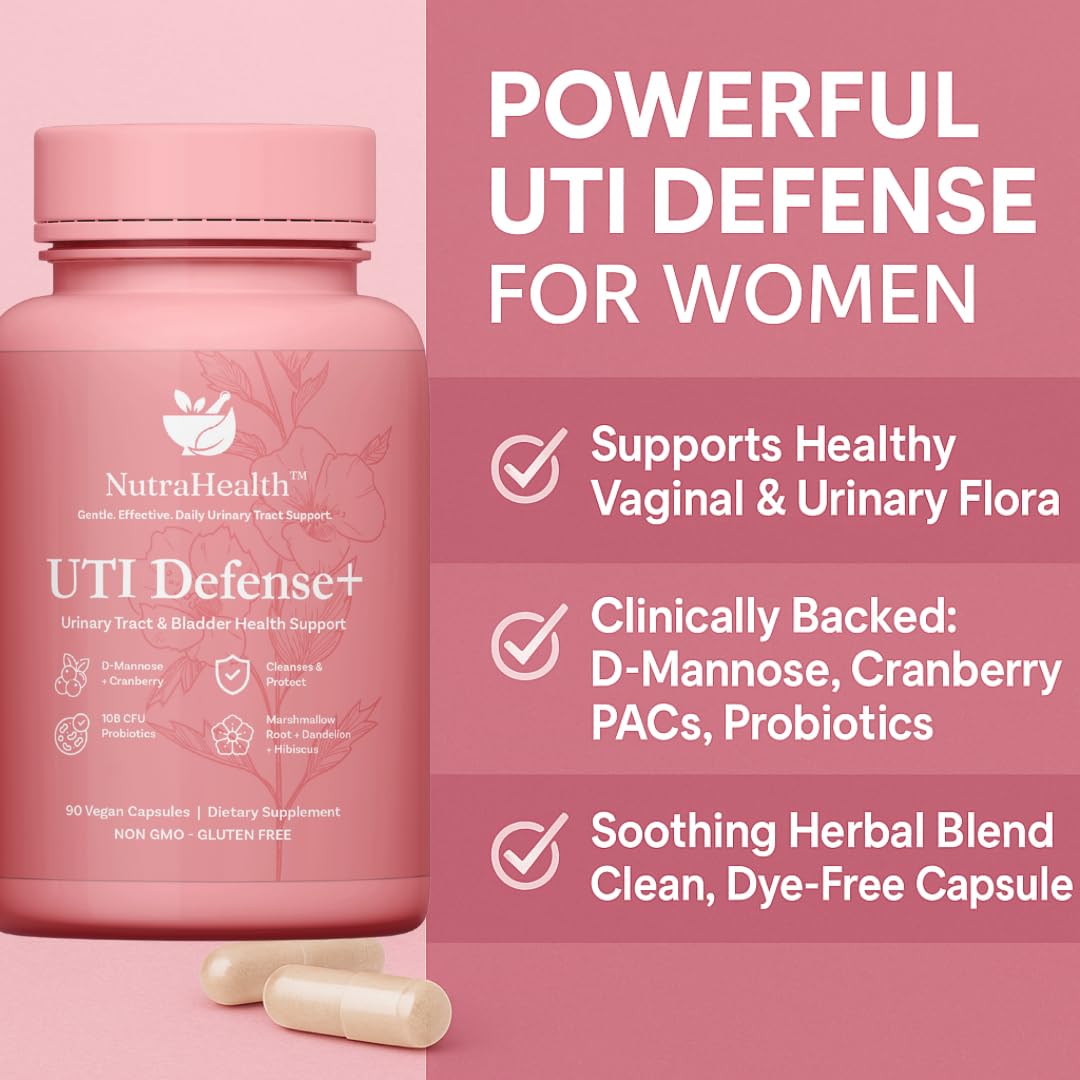 NutraHealth UTI Defense+ | D-Mannose, Cranberry & Hibiscus for Women